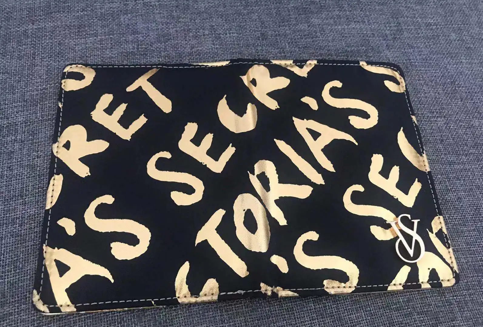 Кошелек для паспорта VS черный золотой блестящий кошелек с застежкой-молнией