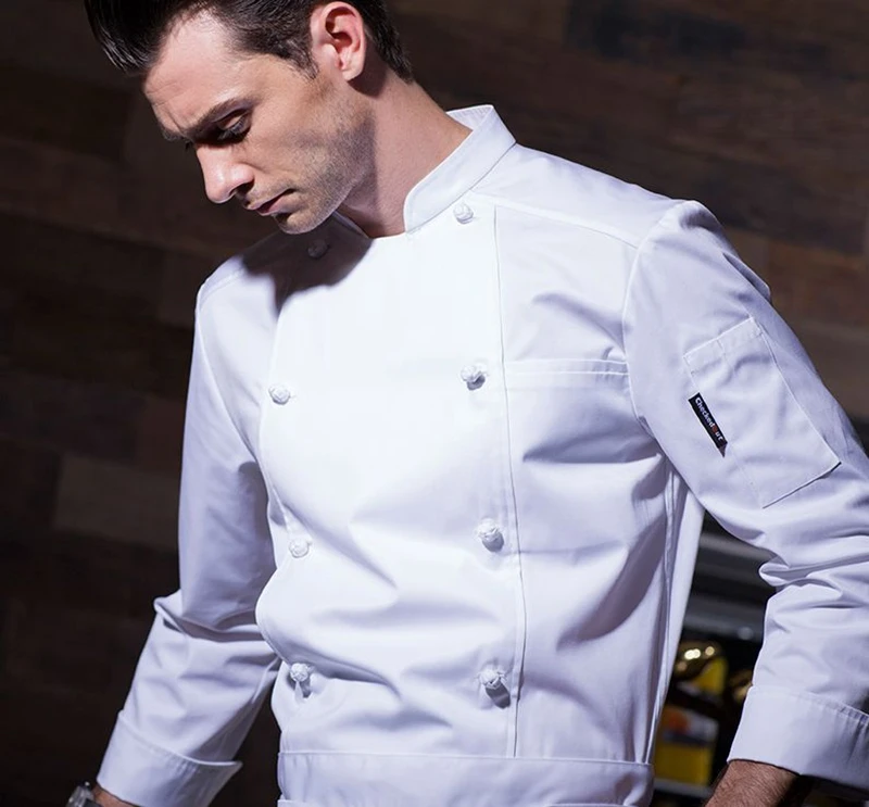 Новый мужской костюм повара куртка шеф ресторана кухонная форма одежда с длинным