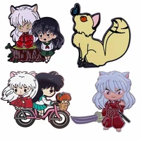 inuyasha kagome shippo brooch pins enamel metal badges lapel pin brooches jackets fashion jewelry accessories