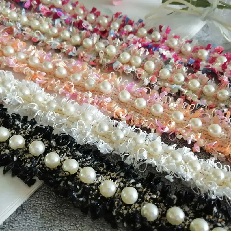 1 метр 30 мм лента с жемчужными бусинами и кисточками кружевная отделка для шитья