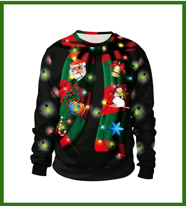 Рождественский свитер унисекс с объемным изображением деда мороза смешной
