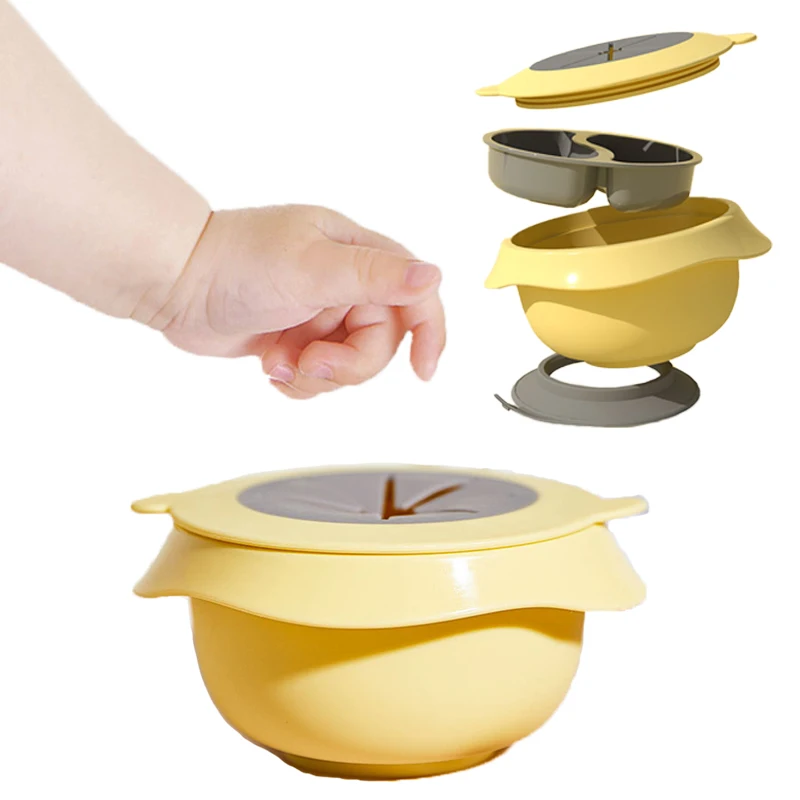 

Детская миска для кормления, посуда для детей, миска на присосках без бисфенола А, нескользящая, водонепроницаемая, для малышей, набор для са...