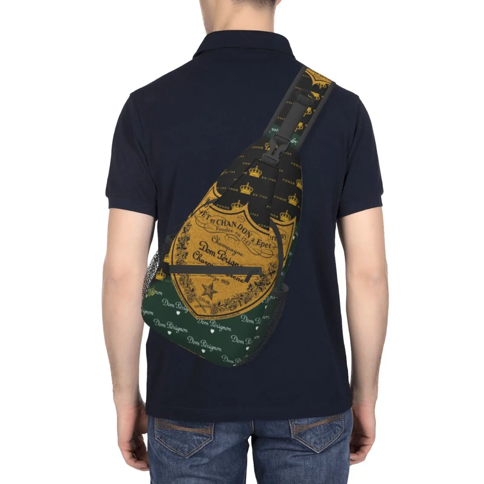 

Dom Perignon Designs A Straddle Chest Bag with Light Straps for Short Distance Travel, Work and Men's and Women's Daily Travel