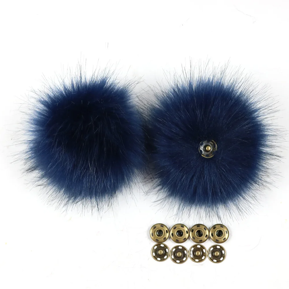 12 pieces dark blue 12 шт./лот, ручная работа, искусственный помпон из енота, искусственный помпон, шапка с помпонами,, шапка из искусственного меха лисы, помпон 8/10/12/15/см - Цвет: 12 pieces dark blue