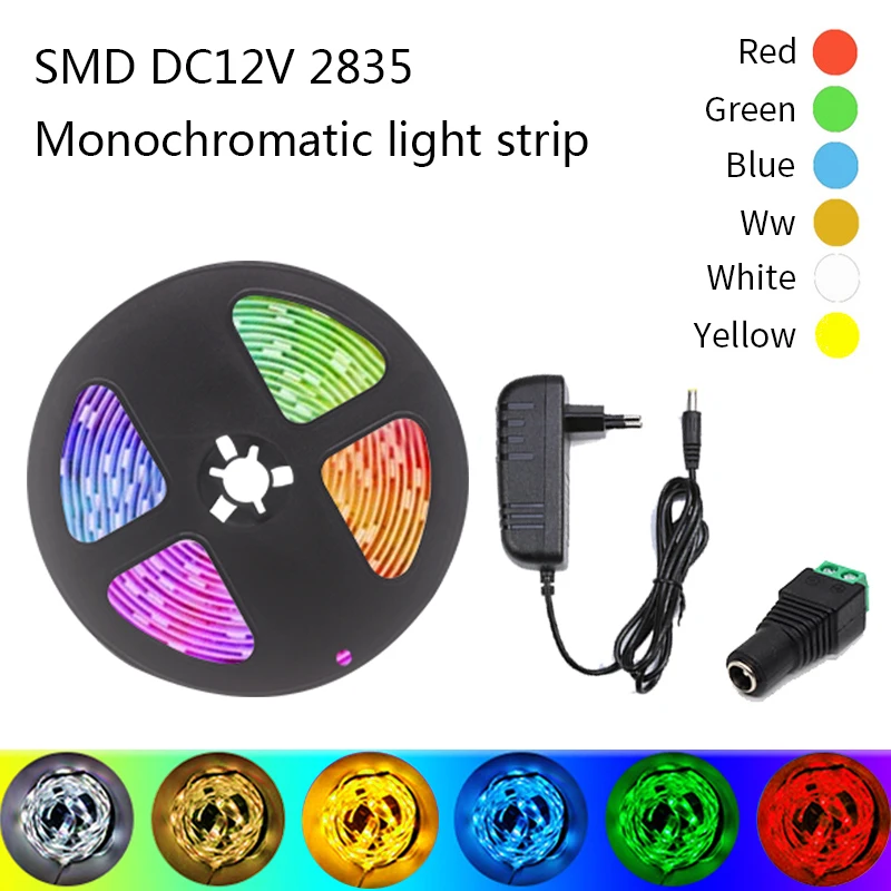 Светодиодная лента RGB 2835, 12 В постоянного тока, умная гибкая светодиодная лента RGB, Светодиодная лента 5 м, полный комплект с ИК-пультом дистанционного управления для Рождественского освещения