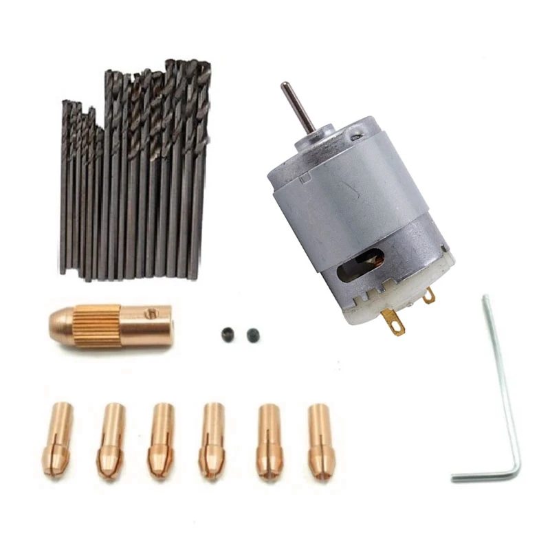 

1Pcs Dc 12V 500Ma Mirco-Motor With 6Pcs 0.5-3.2Mm Drill Collet Electric Pcb Tool Set