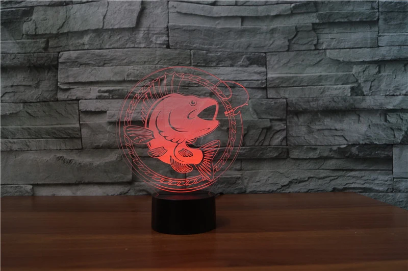 

Fishing 3D LED RGB Night Light 7 Color Change Desk Light Action Figures 2829 Kids Home Christmas Toys