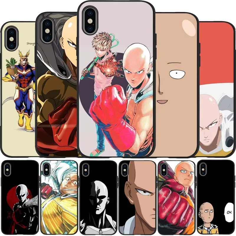One punch man Черный силиконовый чехол для мобильного телефона iPhone 12 XR XS Макс 5 5S SE 2020 6 6S