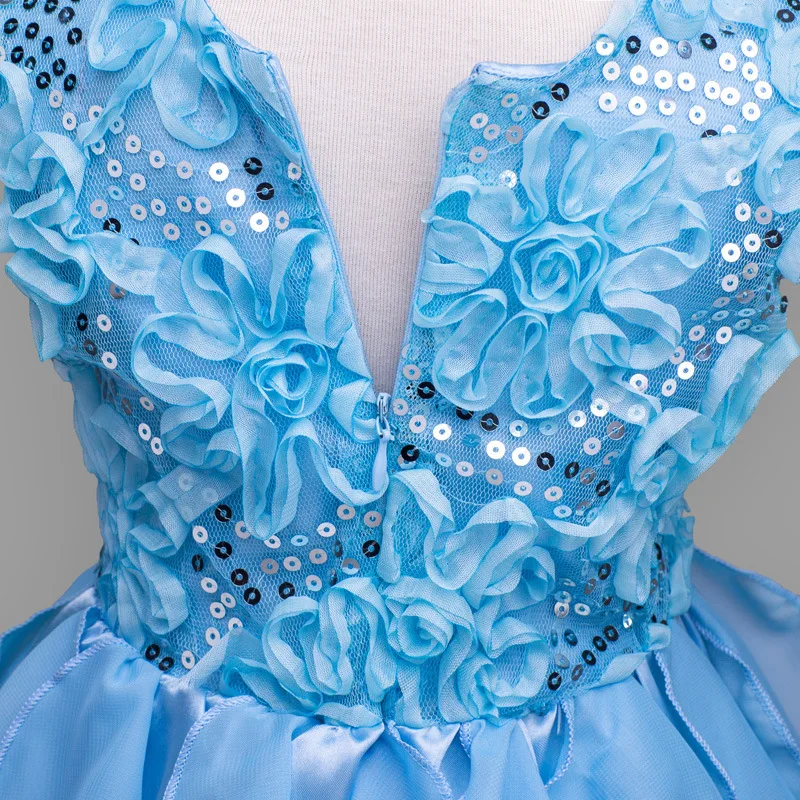 2017 г. Платье для девочек праздничное платье принцессы с блестками маленьких