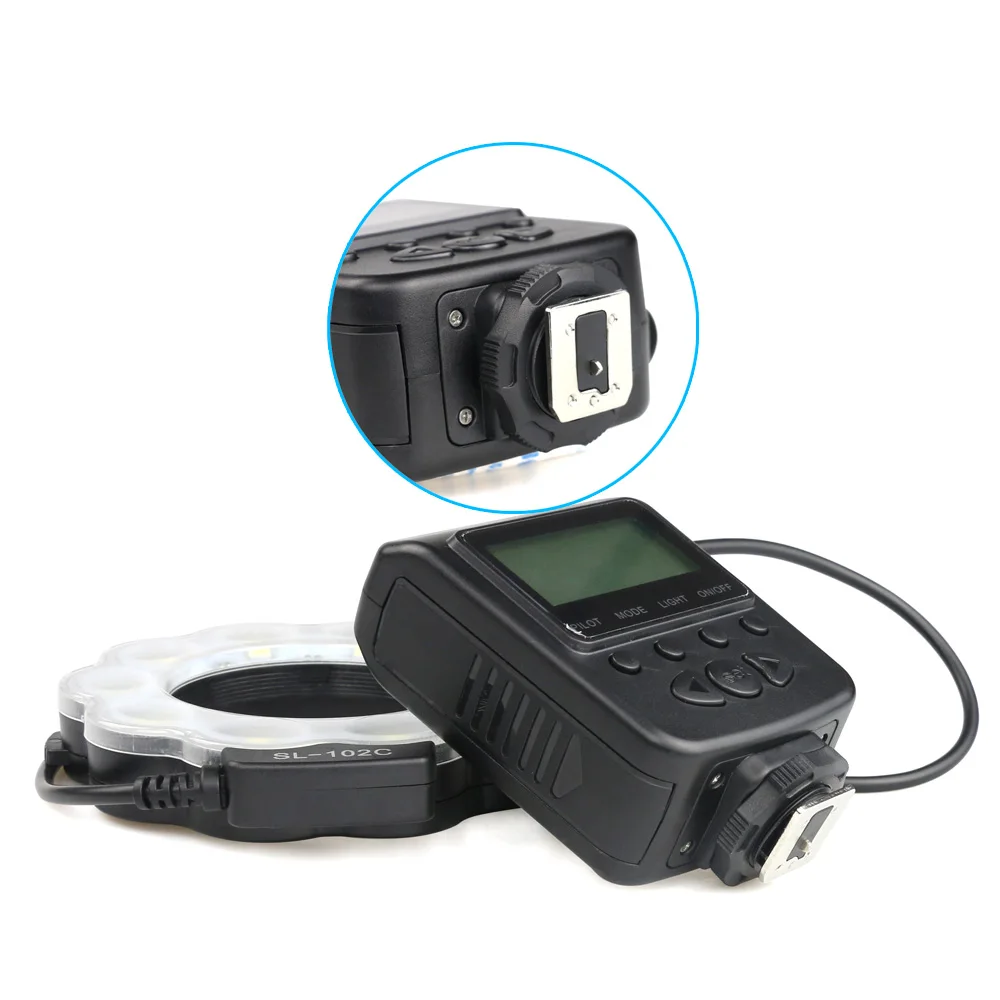 SL102C макро светодиодная кольцевая лампа светильник Вспышка Speedlite с переходное