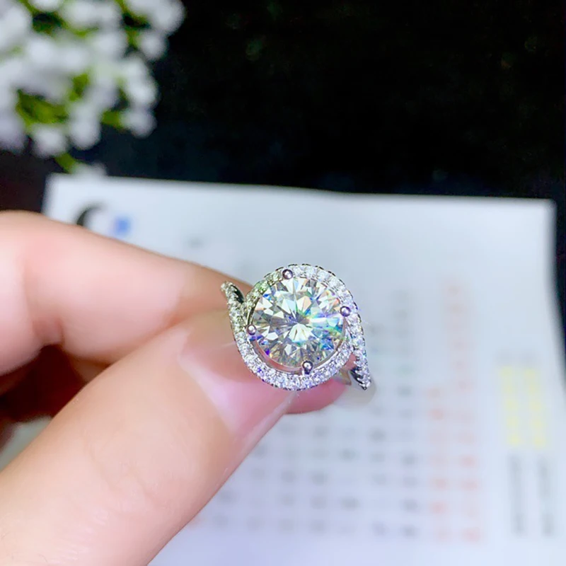 BOEYCJR 925 серебро 0.5ct/1ct/2ct/3ct F цвет Moissanite VVS обручальное свадебное кольцо с