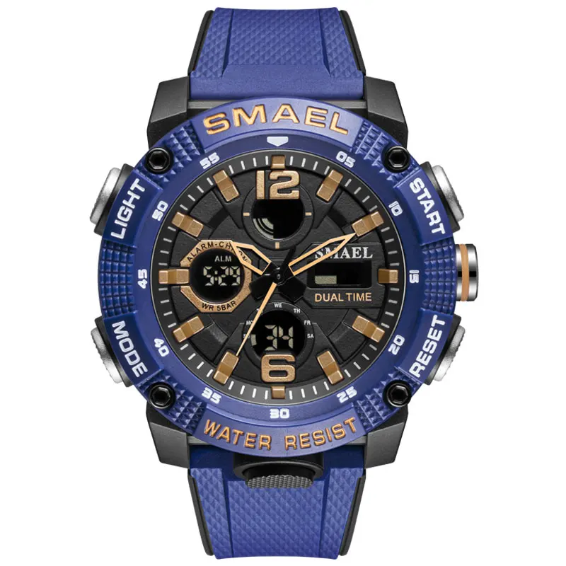 2021 Smael Watch Men Quartz Movement Digital Time Stopwatch Alarm Clock Waterproof Military Sport Mens Watches Relogio Masculino  - buy with discount