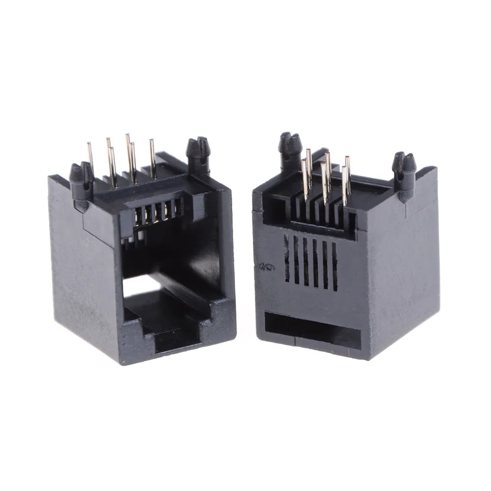 10PCS/Lot black RJ11 socket RJ12 telephone 180 degrees 6pin crystal female 6p6c high quality | Обустройство дома