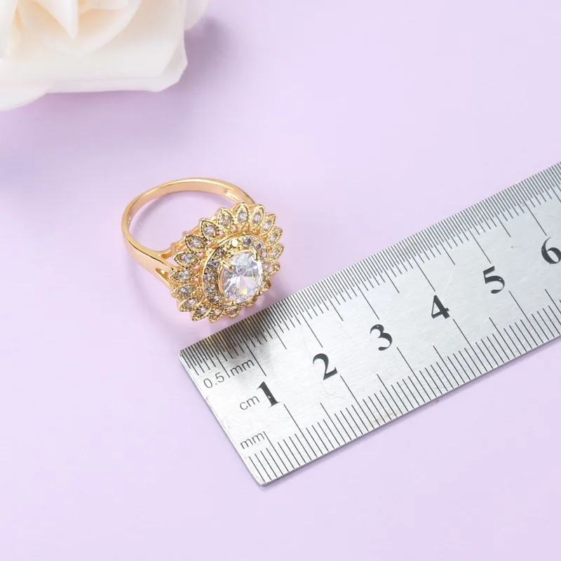 Африканский Свадебный комплект ювелирных изделий с подсолнухом белым камнем CZ