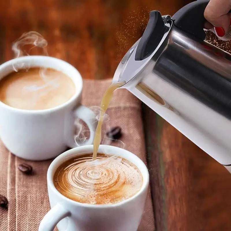 

Portable Cafe Kitchen Accessories Stainless Steel Moka Coffee Pot Latte Espresso Percolator Place On Stove Top Drink Maker Tool