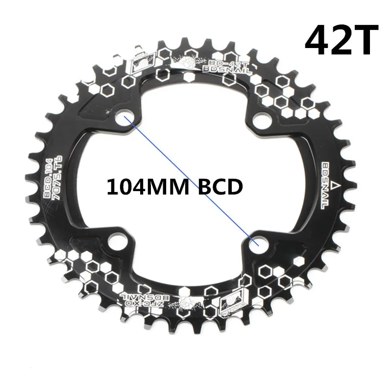 104BCD 40/42/44/50/52T горный велосипед Звездочка MTB велосипед диаметра окружности болтов(Алюминий узкая широкая цепь из колец цепь