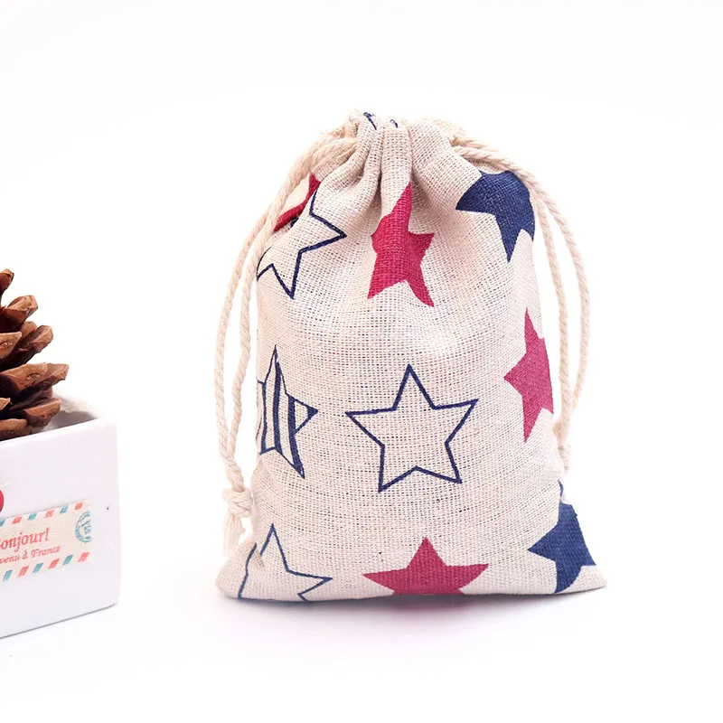 20pcs/lot Red Little Rabbit Printed Pattern Bag Reusable Casual Drawstring Cotton Linen Storage Gift Candy Jewelry Keys | Дом и сад