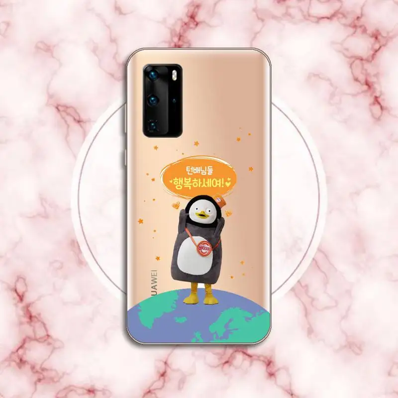 

Korean virtual Penguin Pengsoo Phone Case Transparent for Huawei P honor 8 10i 20 30 40 smart 2019