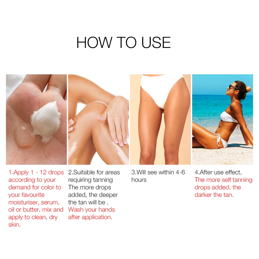 

Natural Face Tan Drops Sun Tanning Oil Liquid Dark Self Tanning Serum Drops for Face Body Fake Bake Indoor Tanning Bed Lotion