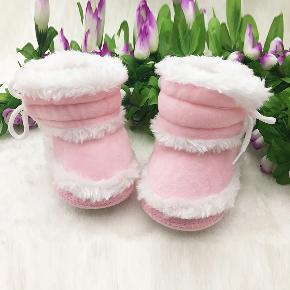 2020 Детские ботиночки для новорожденных девочек зимние теплые первых шагов обувь