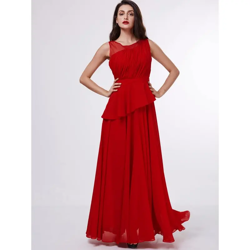 Винтажное длинное платье без рукавов красное ТРАПЕЦИЕВИДНОЕ в пол женское