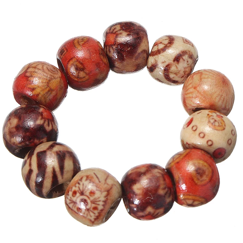 

100Pcs 10mm Large Hole Mixed Wooden Beads DIY Jewelry Beads Making Charms Crafts Dirty Braid Hair Extension DIY Jewelry Material