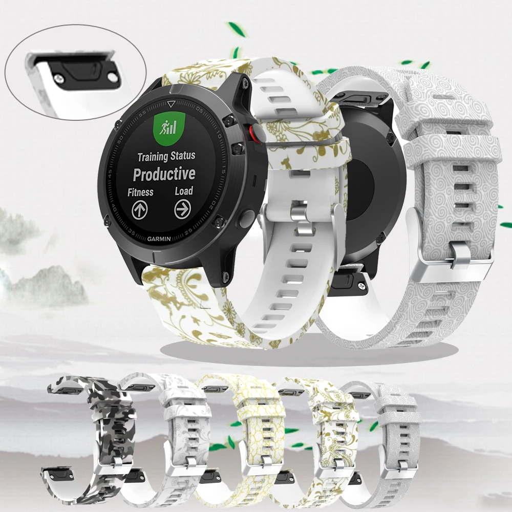 

NEW 22MM Watchband for Garmin Fenix 5 5XPlus 6S 6 6Plus forerunner 935 945 Watch Quick Release Printed Silicone Wrist Band Strap