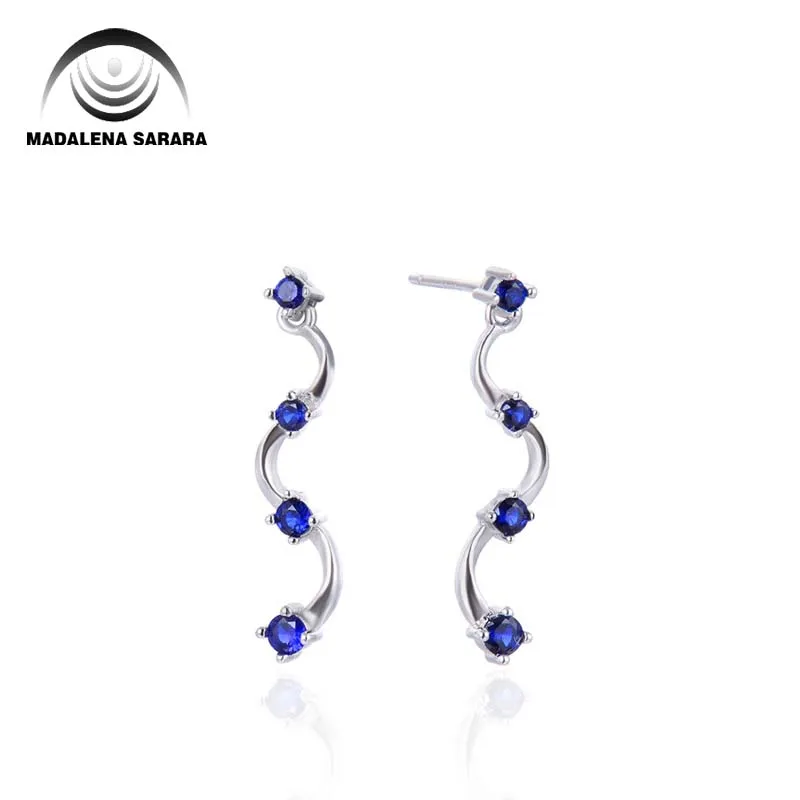 Женские серьги-подвески MADALENA SARARA, простые элегантные серьги в форме волны S925 с инкрустированными иглой, 85 мм