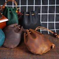 leather head layer leather coin bag extraction rope change bag storage bag bundle pocket bag mini small wallet