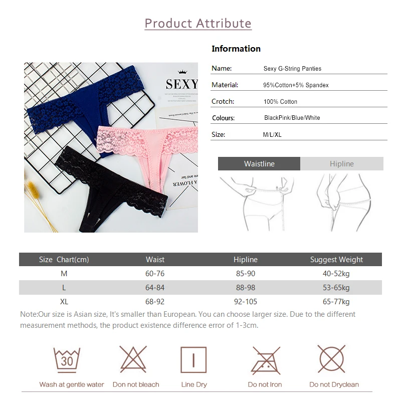 

Sexy Panties For Women Lace Thong T Back Underwear Solid Color Underpants Cotton Lingerie Breathable G String 3pcs/Lot Recommend