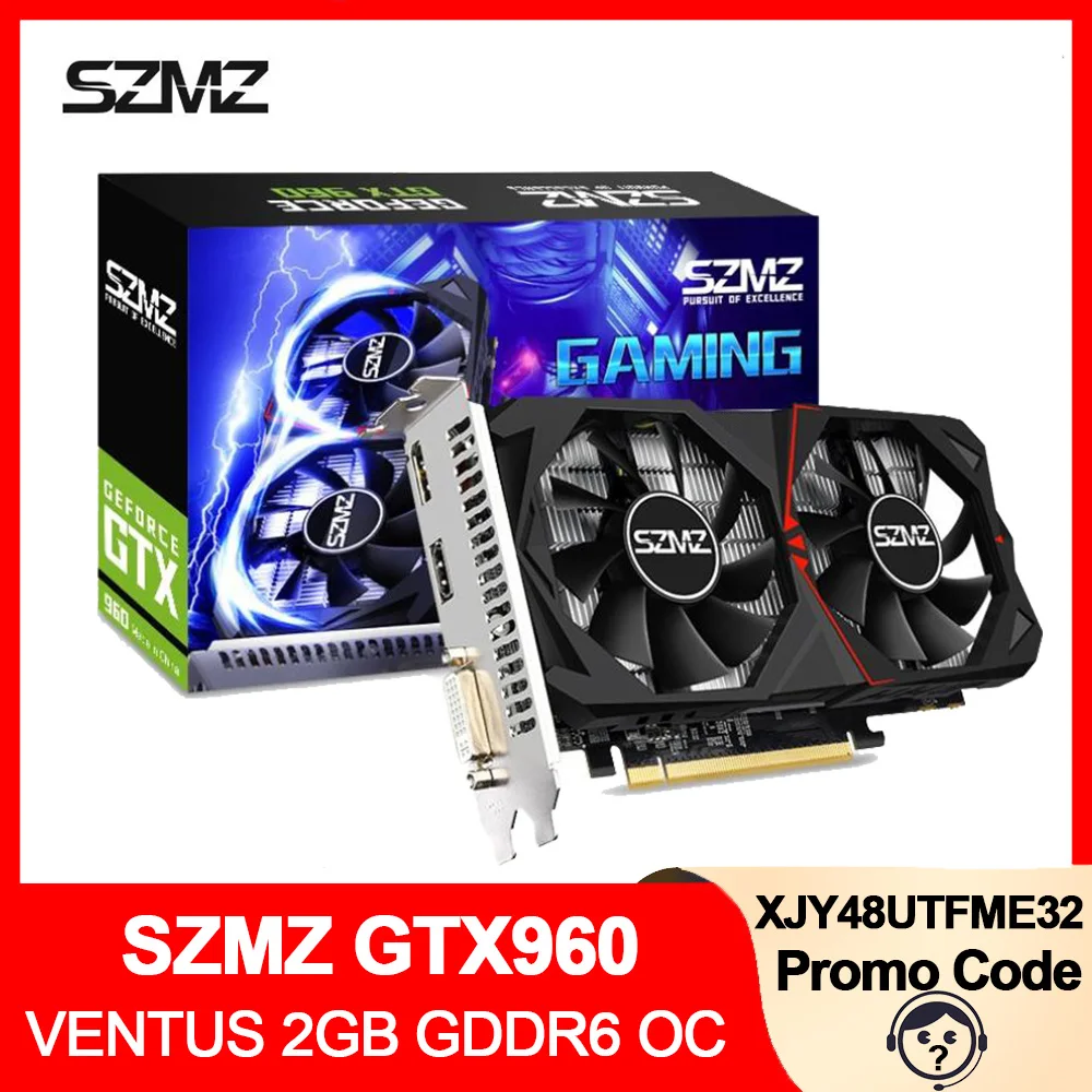 SZMZ GeForce GTX960 128 бит DP * 1 PCI Express X16 видеокарта VENTUS 2 Гб GDDR6 OC игровые видеокарты для