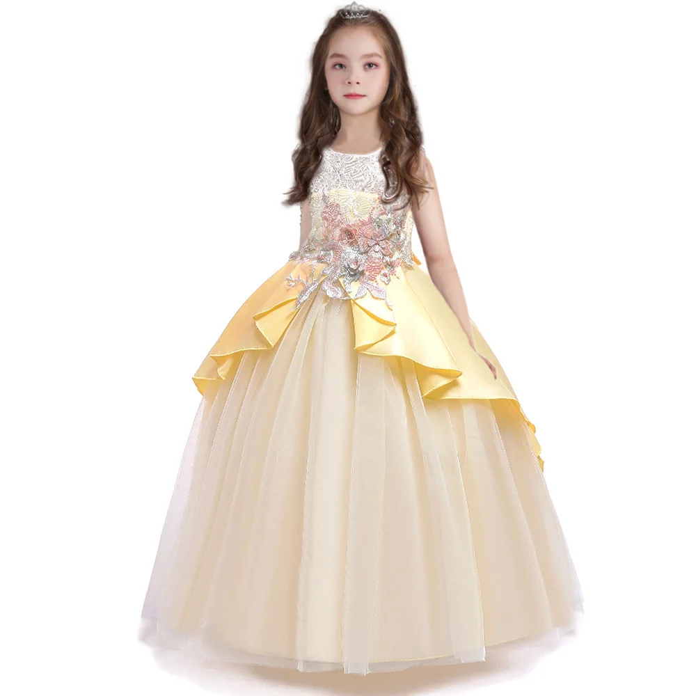 

Wholesale Amazon Hot-selling Children's Dresses 2021 New style Flower Girl Wedding Dress Tulle Ankle-Length Princess Dresses