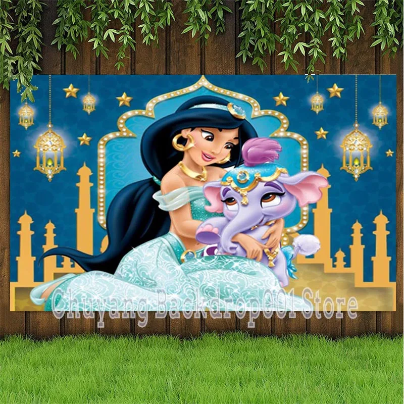 Фон для фотографий Принцесса Диснея девочек с жасмином на день рождения |