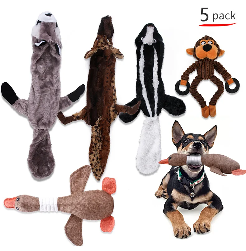 5 Pack Dog Squeaky Toys Three no Stuffing Toy and Two Plush with for Small Medium Large Pets | Дом и сад