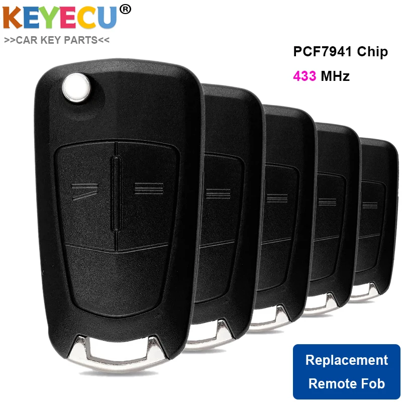 Ключ автомобильный KEYECU для Opel/ Vauxhall Astra H 2004 2009 Zafira B 2005 2013 2 кнопки чип 433 МГц 7941 5