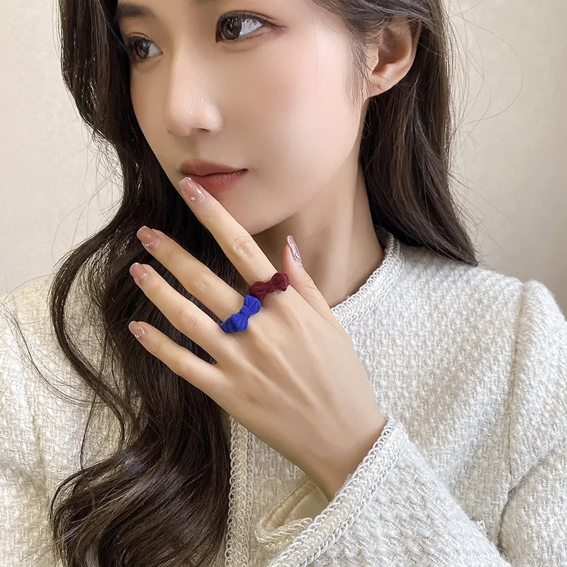 

Новые винтажные флокирующие кольца для женщин с бантом бархатное зимнее кольцо для девочек свадебные ювелирные изделия Рождественский Нов...