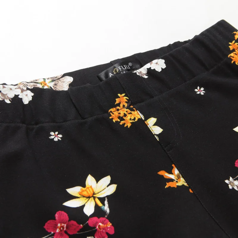 Женские узкие брюки с принтом размера плюс в европейском и американском стиле