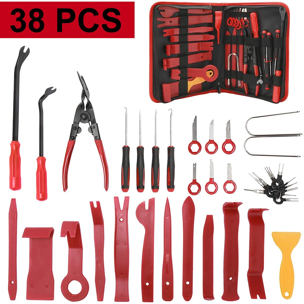 

38 Pcs Car Door Opening Repair Tool Set Panel Dash Audio Radio Removal Kit Hand Tool Car Trim Removal Tool Automotive Pry Set