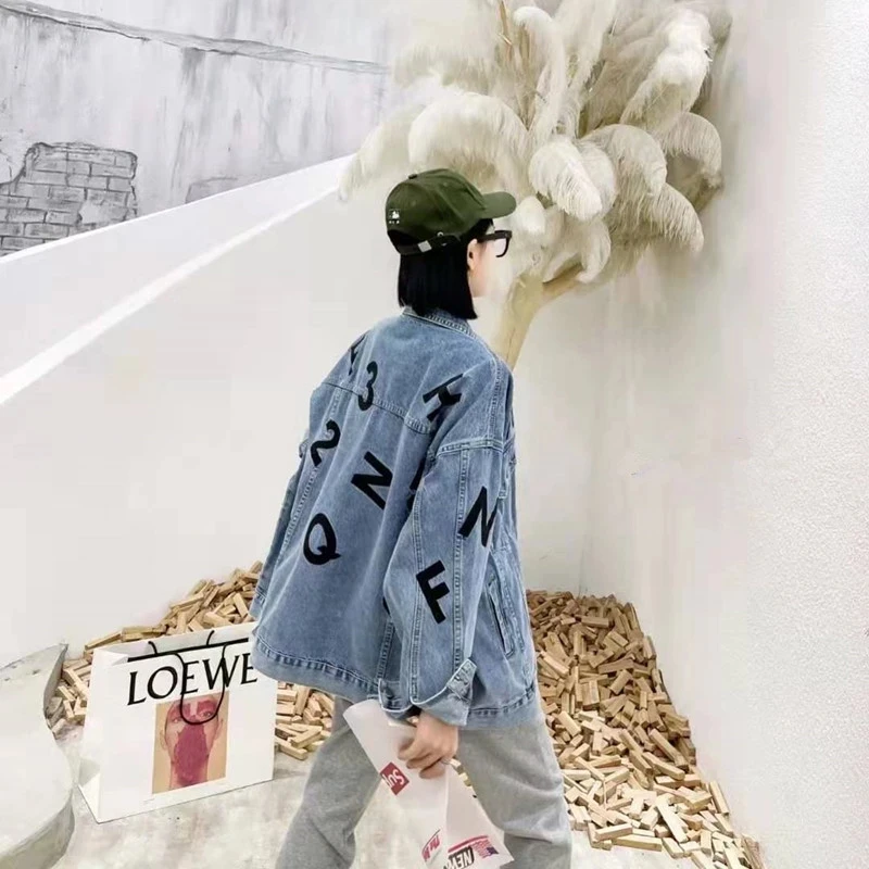 

Корейская вышитая Ретро джинсовая женская короткая свободная маленькая Рабочая одежда