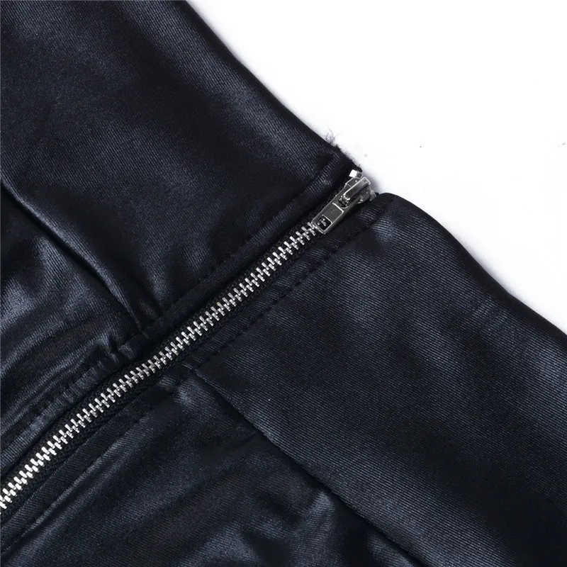 Элегантные Женские однотонные леггинсы из искусственной кожи с высокой талией