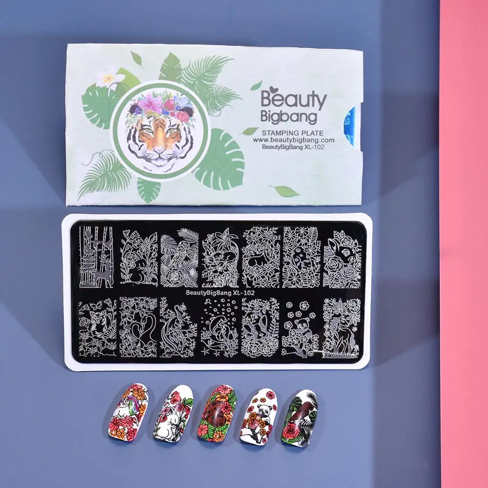 Прямоугольные штамповочные пластины BEAUTYBIGBANG 6*12 см цветок животное смешанный