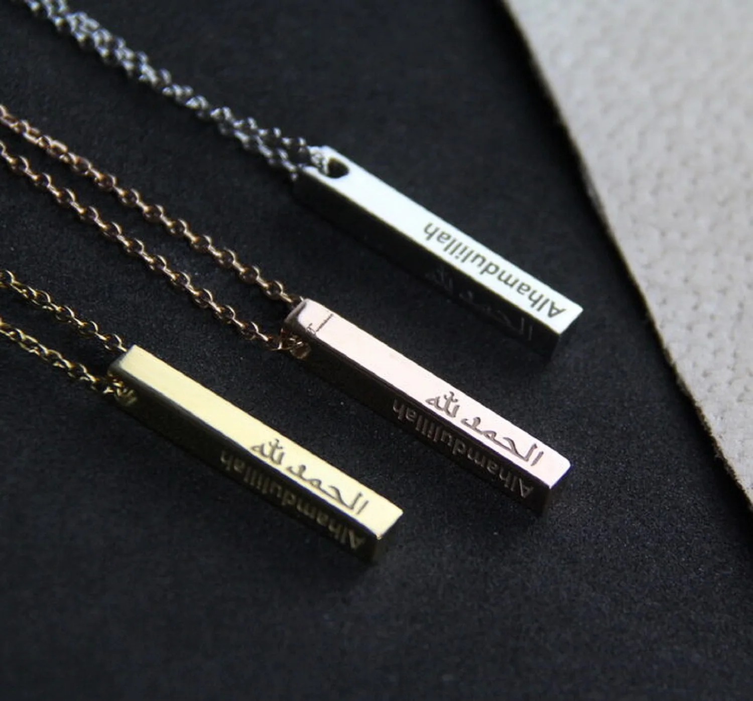Alabic Letter Cuboid Bar Necklace 1014