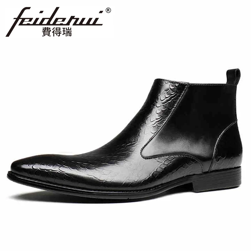 Итальянские дизайнерские мужские Ботильоны ручной работы из натуральной кожи