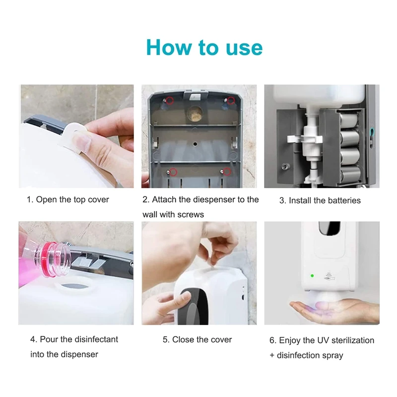 

Automatic Hand Disinfection Machine UV Touchless Wall-Mounted Alcohol Machine Sensor Contact Soap Dispenser 1000Ml