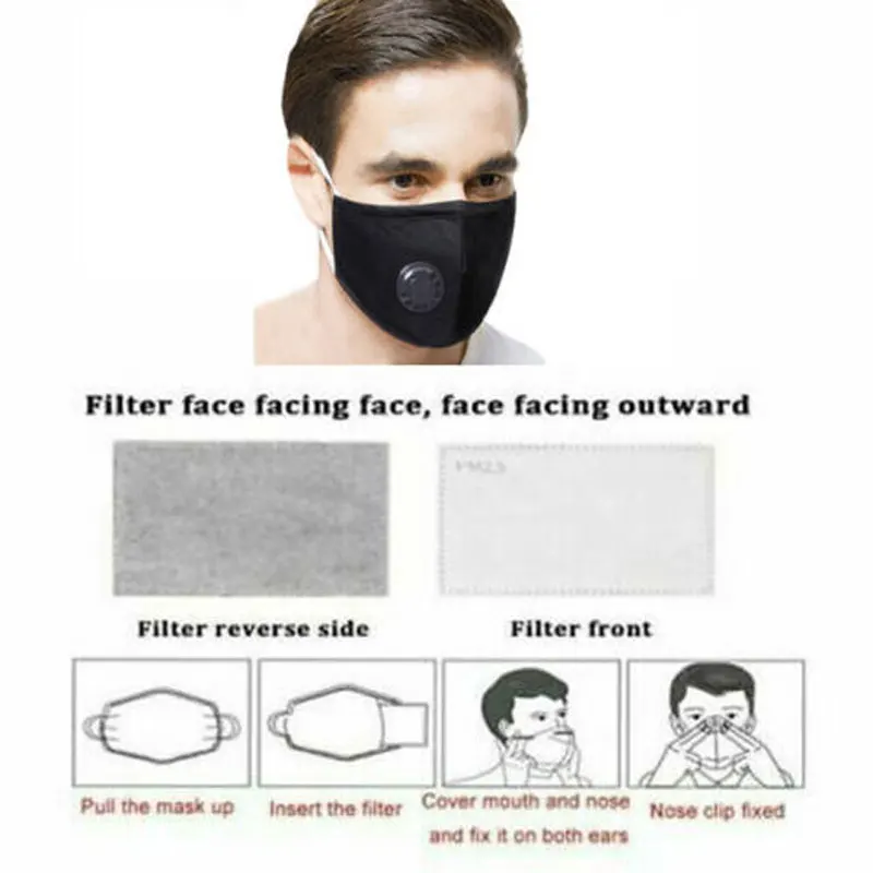 2 шт./3 шт./4 шт. Респиратор маска с дыхательным клапаном моющаяся хлопковая