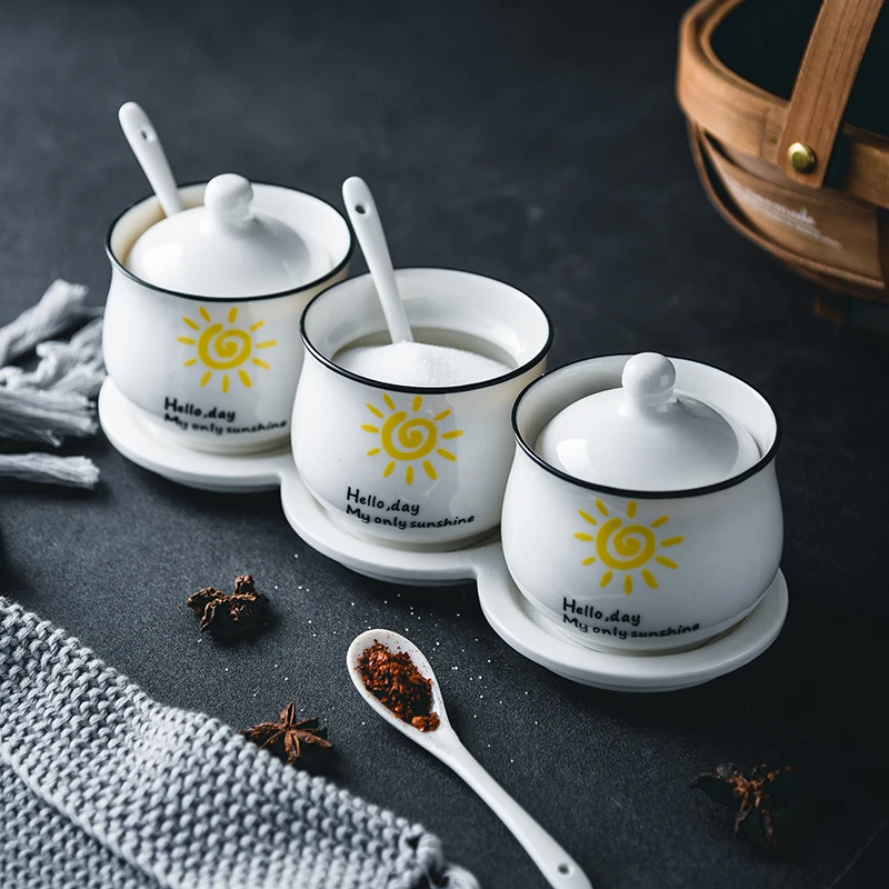 

Креативная Скандинавская банка для специй, Керамическая Современная коробка для хранения, органайзер для сахара, банка для специй, стандартные кухонные принадлежности DF50TW