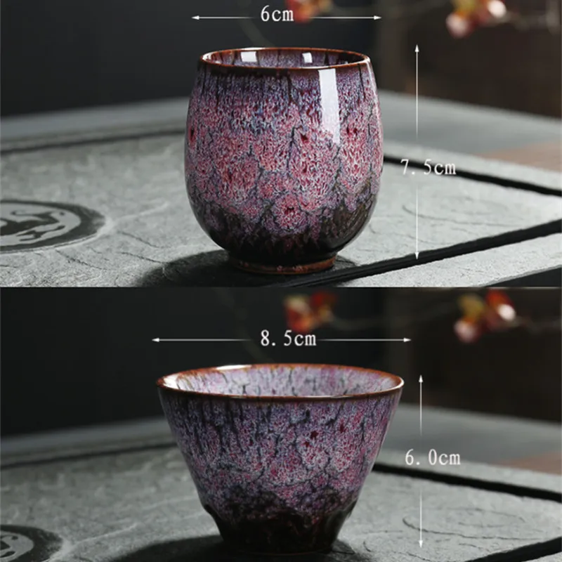 

Small China Porcelain Temmoku Glaze Tea Cup Kiln Change Ceramic Home Teacup Creative Office Table Kung Fu Water Mug Drinkware