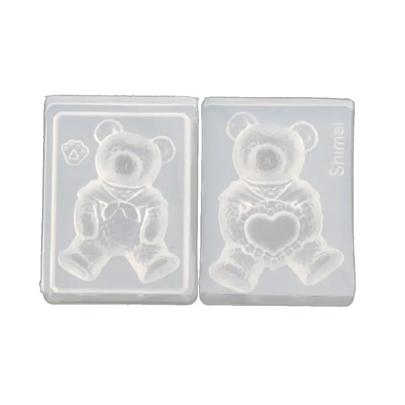 

2Pc Cute Furry Bear Resin Mold Keychain Pendant DIY Pudding Chocolate Candy Mold