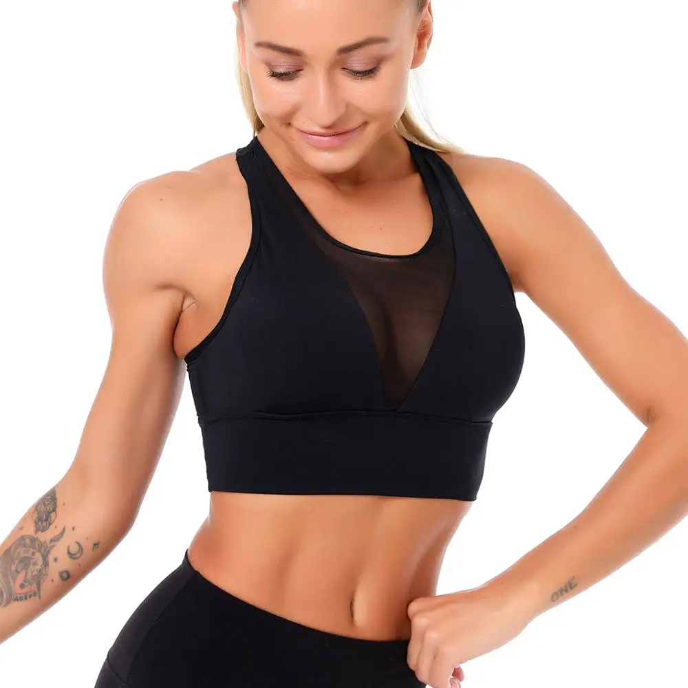 

2020 New Mesh Stitching Beauty Back Sports Bra Running Breathable Gathered Fitness Training Sports Underwear