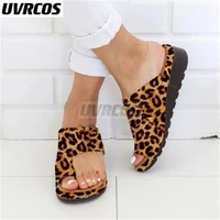 2022 sandals women slippers solid color platform wedges romanesque ladies shoes beach flip flops female leopard casual flats